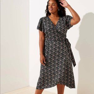 LOFT Vine Flutter Midi Wrap Dress (Maternity)